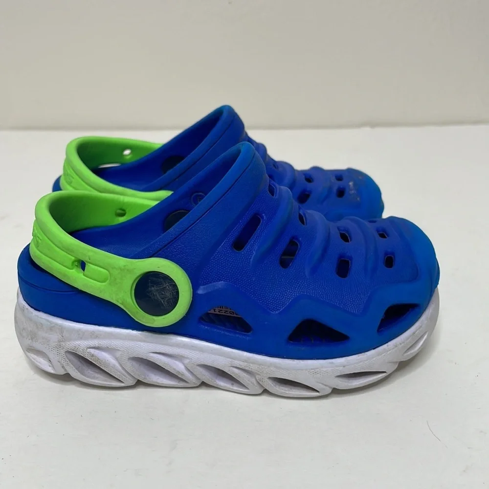 Skechers‎ Infant Slip On Sandals sz 6 Blue Bottom Lights